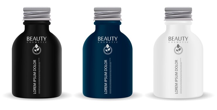 Vector screw cap cosmetic bottles  package for cosmetics or oil, water, drink, medicine supplements.