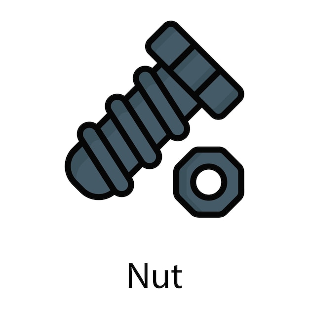 screw nut bolt Blue out line vector design