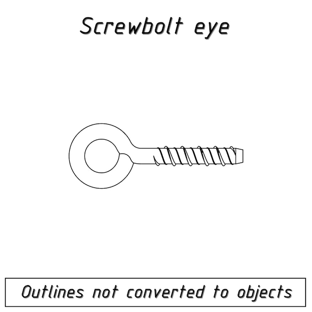 Screwbolt eye fastener outline blueprint