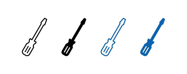 スクリュードライバーのアイコンセットまたはツールベクトルのアイコン