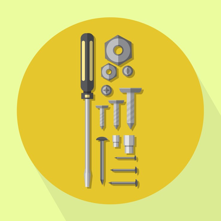 Vector screwdriver nuts bolts  screws and nails