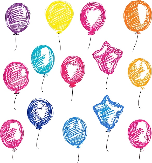 Vector scribble ballons kleuren vector clipart