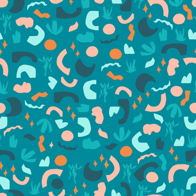 scribble boho style vector seamless pattern abstract doodle different shapes modern geometric objects hand drawn trendy design