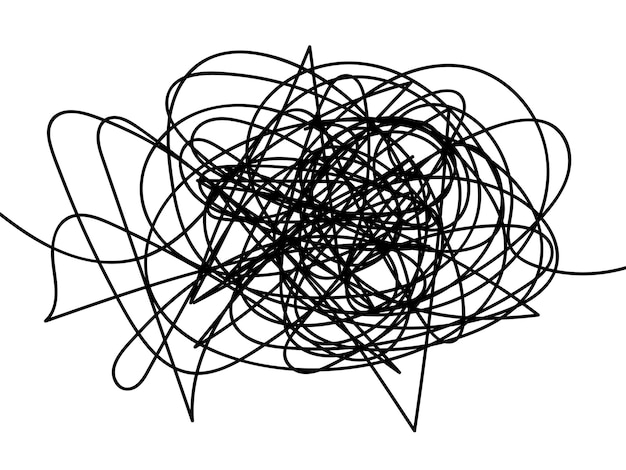 Vector scribble chaotische hand getrokken doodle schets van objectcirkel met begin en einde geïsoleerd