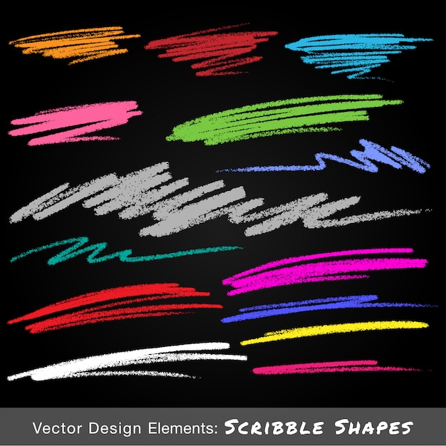 Vector scribble colorful smears hand drawn in pencil