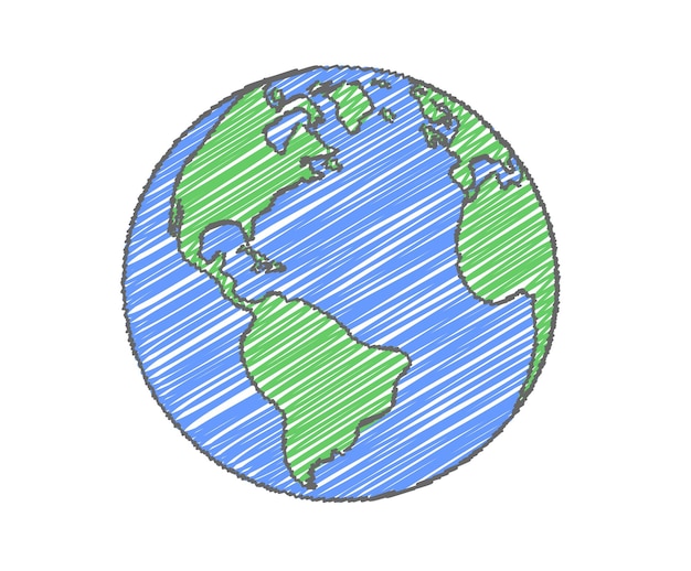 Scribble earth globe icon