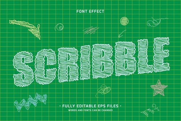 Vector scribble editable font text effect