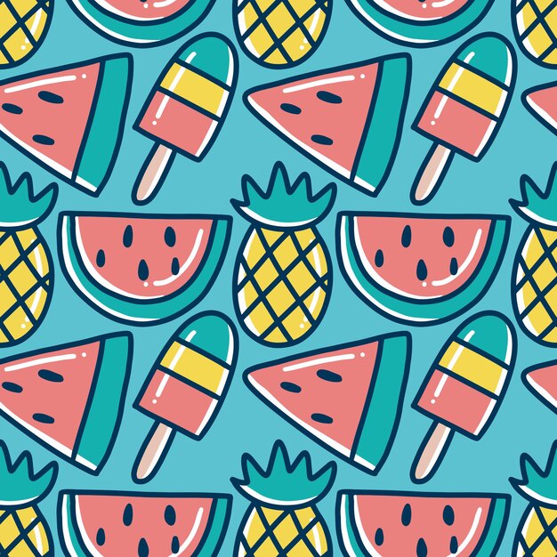 Scribble pattern of hand drawn fruit holiday  