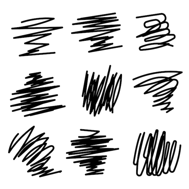 Vector scribble set doodle lines squares