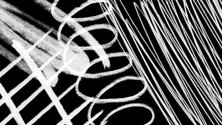 Vector scribble sketch and pen on black background