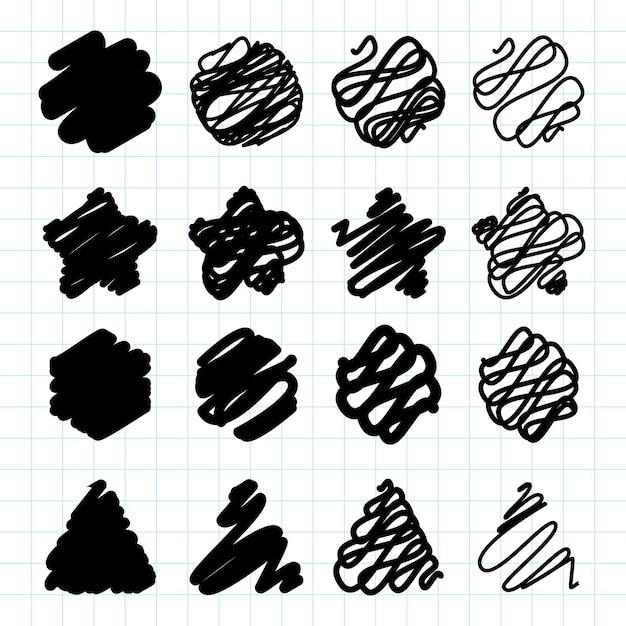 Vector scribble style set of shapes