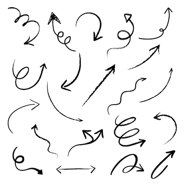 Vector scribbles arrows arrows set