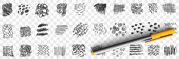 Vector scribbles lines drawings doodle set illustration