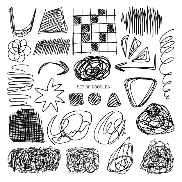 Scribbles Set of doodles Vector