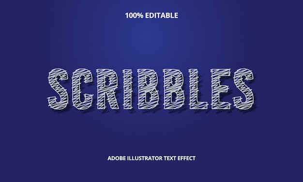 Вектор scribbles text effect premium