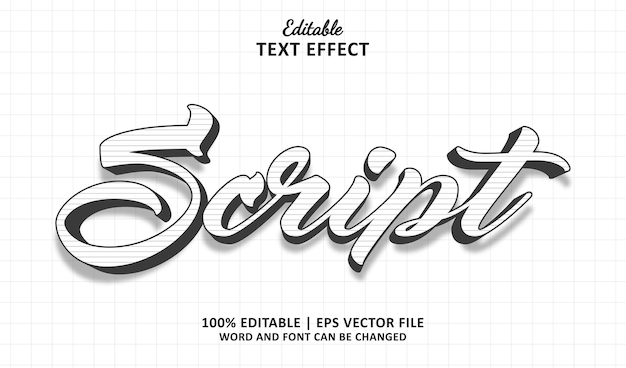 Vector script editable text effect style