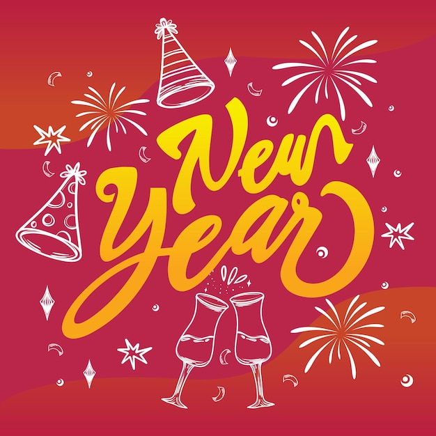 Script letter gradient vector design for new year greeting