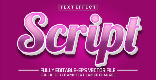 Vector script text editable style effect