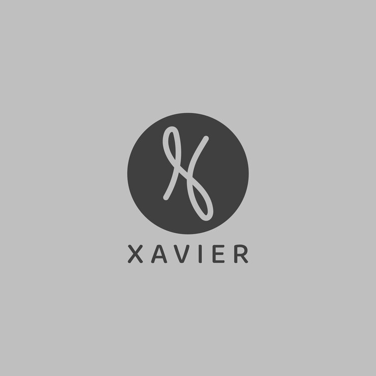 Vector 원 안에 스크립트 x 문자 로고