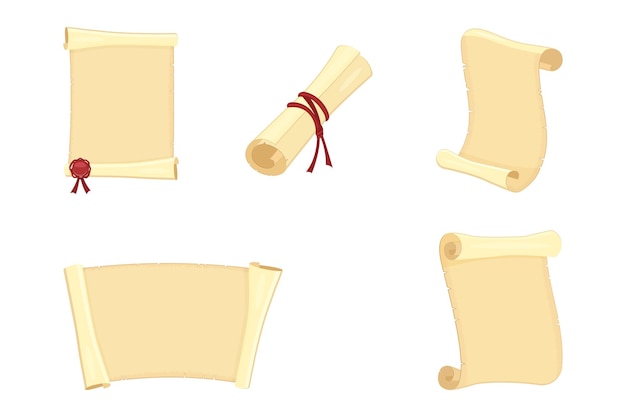 scroll of ancient paper vector illustration of old parchment isolated on white