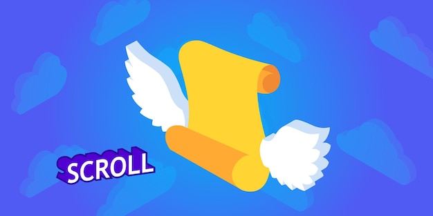 스크롤 아이소메트릭 디자인 아이콘 벡터 웹 그림 3d 다채로운 개념