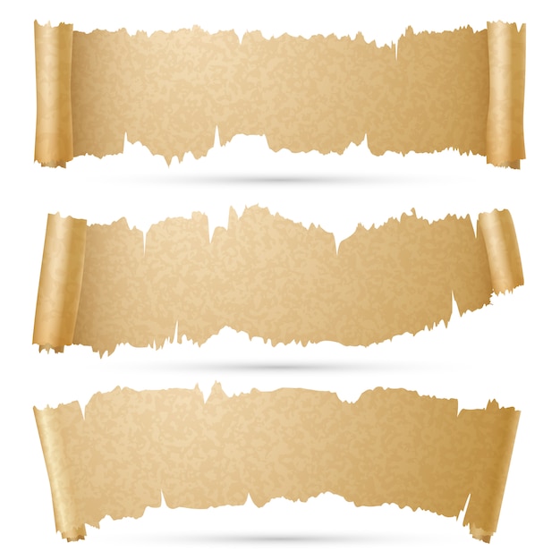 Scroll paper banners vector set