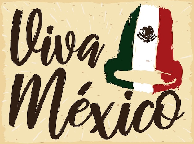 Vector scroll with hidalgo's bell like mexican flag in brush strokes style to celebrate independence day