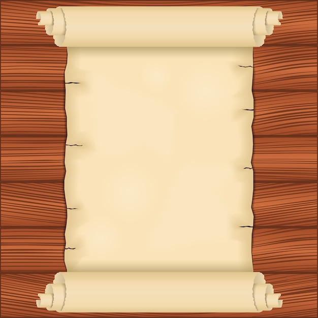 Scroll on Wooden Background