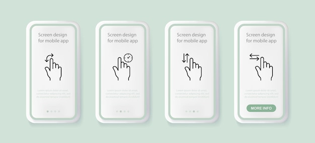 Scrolling set icon Index finger gestures slider sensor paging technologies hand click Cursor concept UI phone app screens with people Vector line icon for Business and Advertising