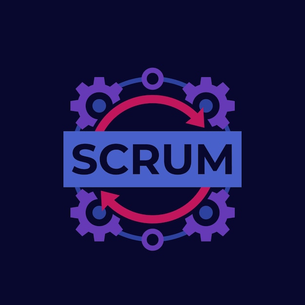 Vector scrum process development methodology vector icon on dark