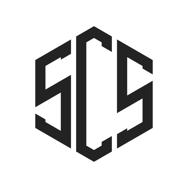 SCS 로고 디자인 초기 글자 SCS 모노그램 로고는 육각형 모양을 사용합니다.