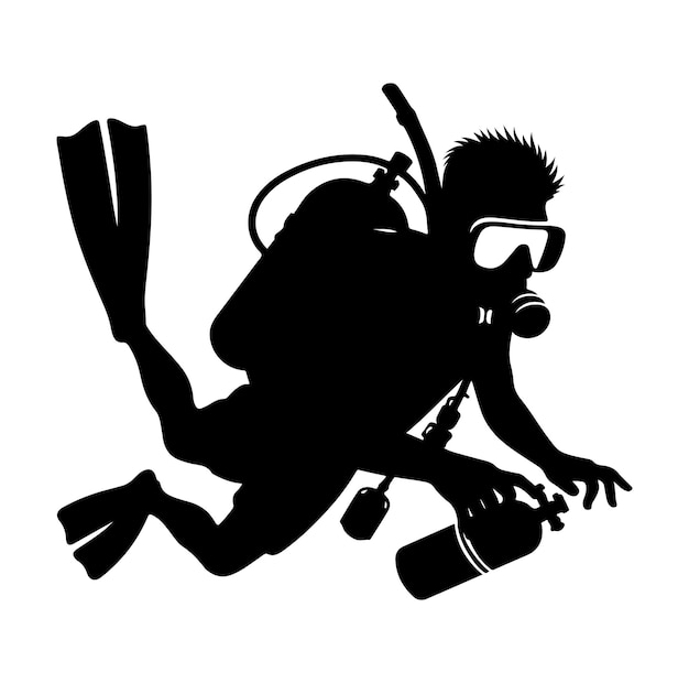 Scuba diver silhouettes diving silhouettes vector