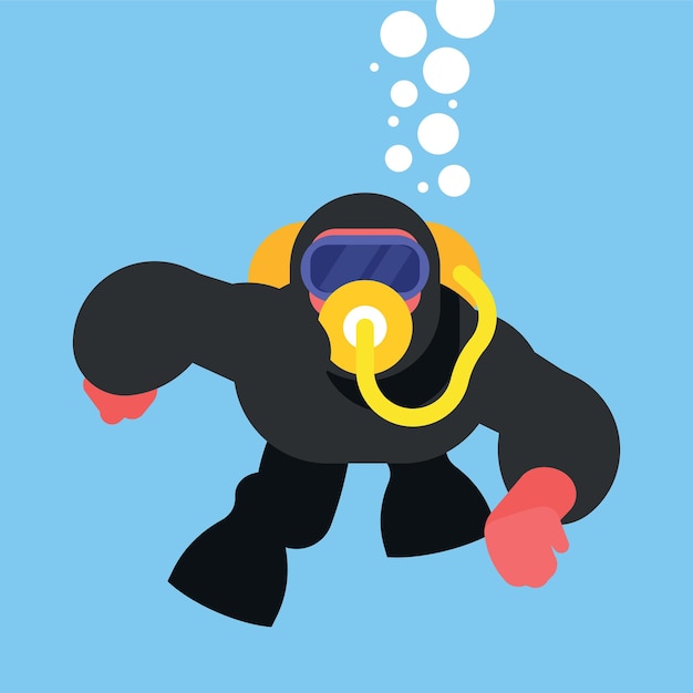 Scuba Diver Vector Graphics Isolated On Transparent Background