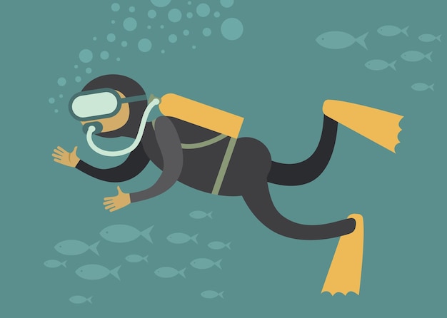 Vector scuba diver