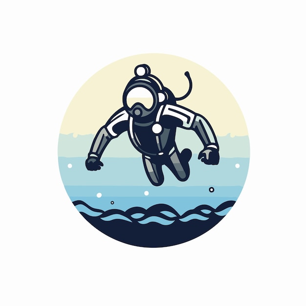 Vector scuba diving icon vector illustration of diver diving in the sea