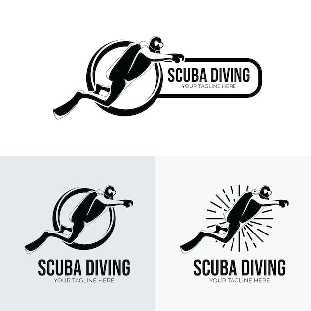 Вдохновение для дизайна логотипа подводного плавания с аквалангом