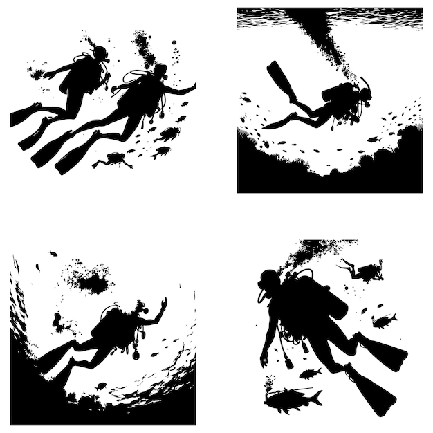 scuba diving silhouette vector download