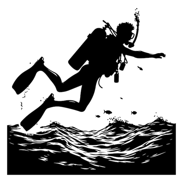 scuba diving silhouette vector download