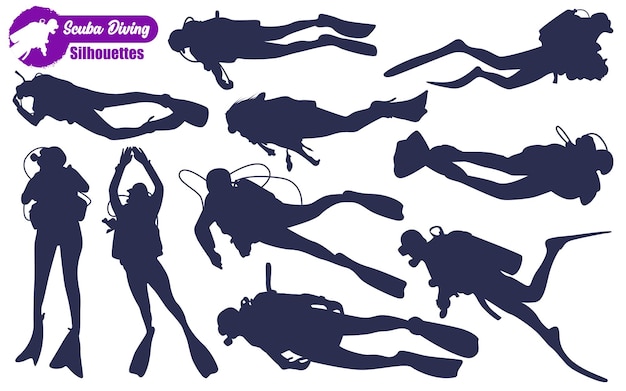 Scuba Diving Silhouettes Vector illustration