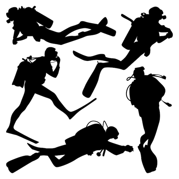 Scuba Diving Silhouettes Vectorillustratie