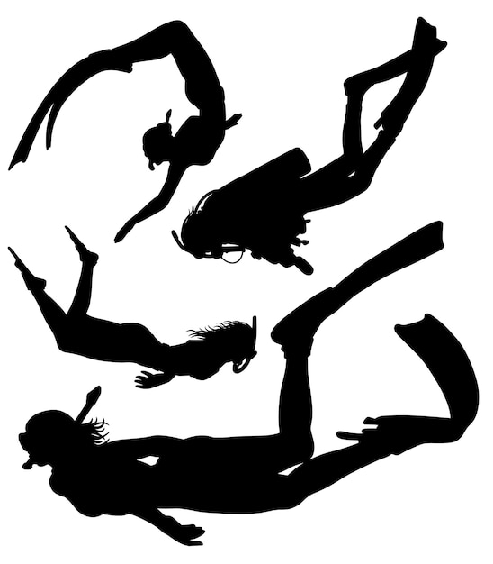 scuba diving and snorkeling silhouette