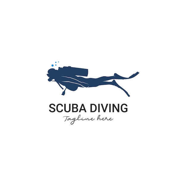 scuba diving sport logo, under water, vector illustrator, silhouette, logo design.