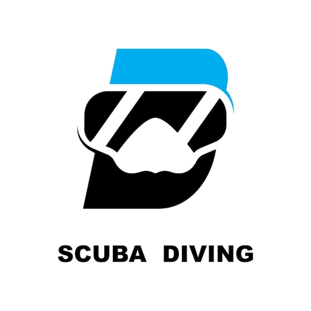 Logo sportivo per immersioni subacquee sotto il disegno del logo della silhouette dell'illustratore vettoriale dell'acqua