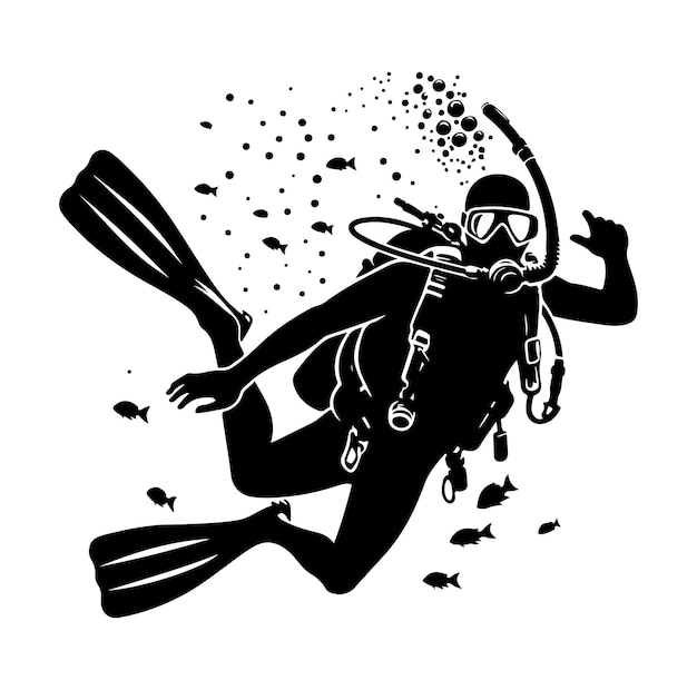 Vector scuba duiker silhouetten duik silhouetten vector