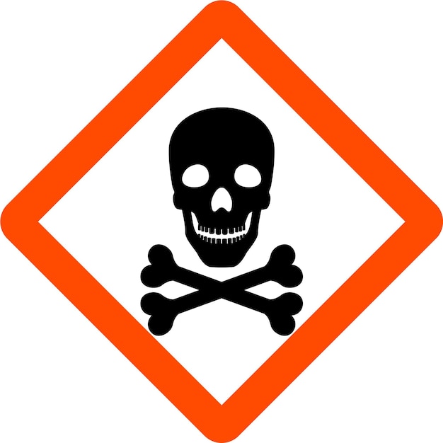 Символ предупреждения "Череп и скрещенные кости" в векторной иллюстрации плоского стиля