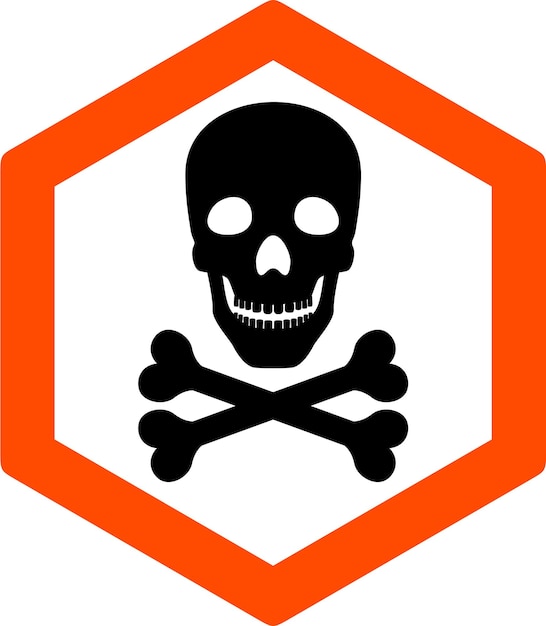 Scull and Crossed Bones Warning Symbol Icon in Flat Style Vector Illustration