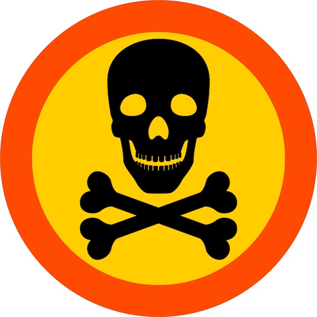 Scull en gekruiste botten Waarschuwingssymboolpictogram in vlakke stijl vectorillustratie