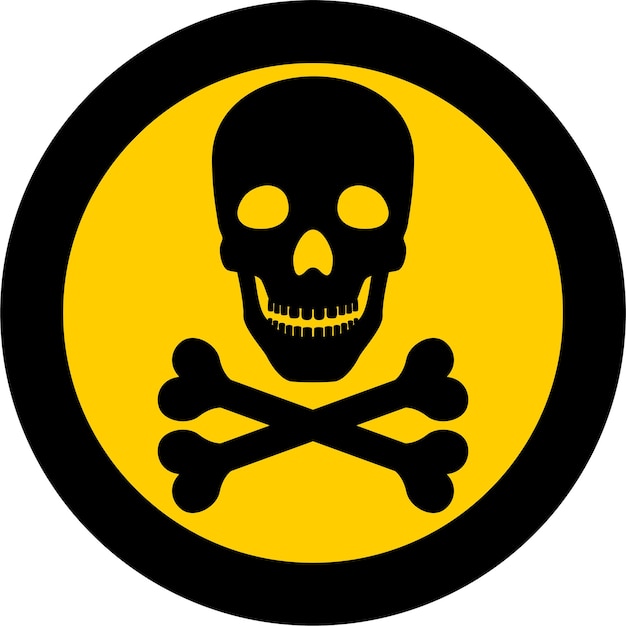 Scull en gekruiste botten Waarschuwingssymboolpictogram in vlakke stijl vectorillustratie