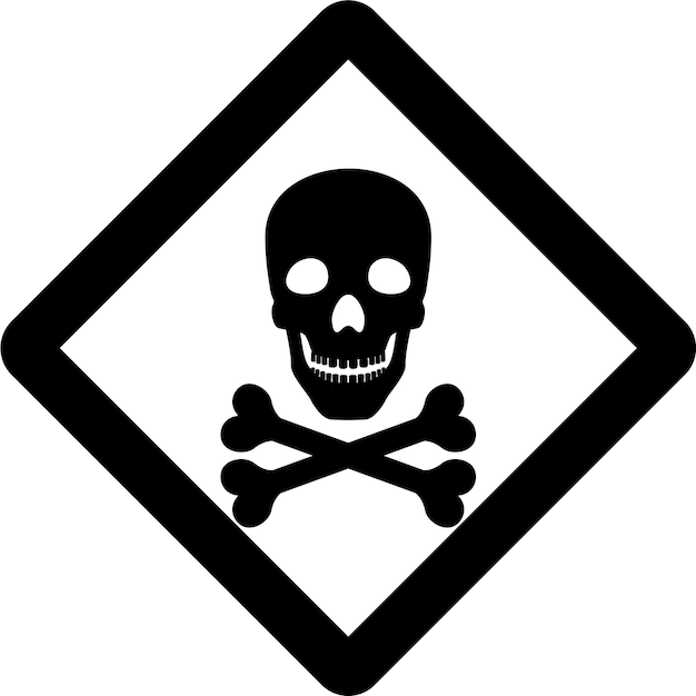 Scull en gekruiste botten Waarschuwingssymboolpictogram in vlakke stijl vectorillustratie