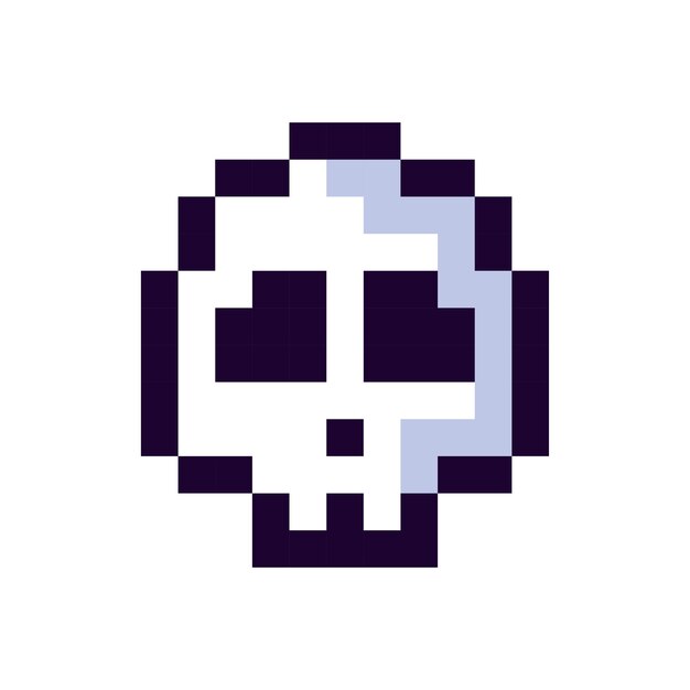 pirate ghost pixel art Vector scull pixel art gaming item, game pixel scull.